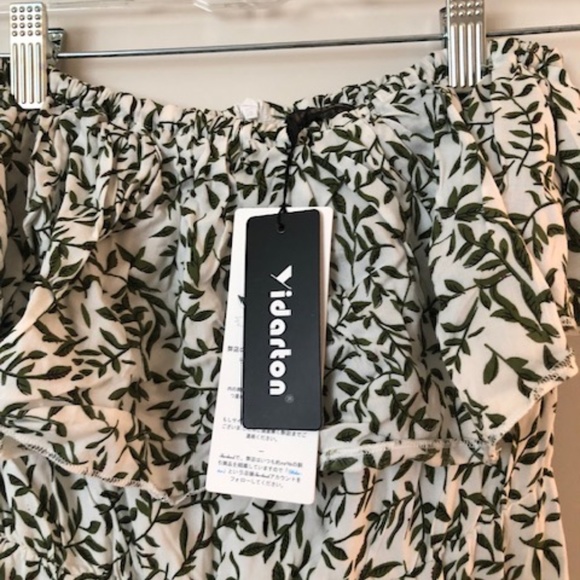 NWT Yidarton Ruffled Strapless Maxi Dress Green and White size medium - Picture 6 of 12